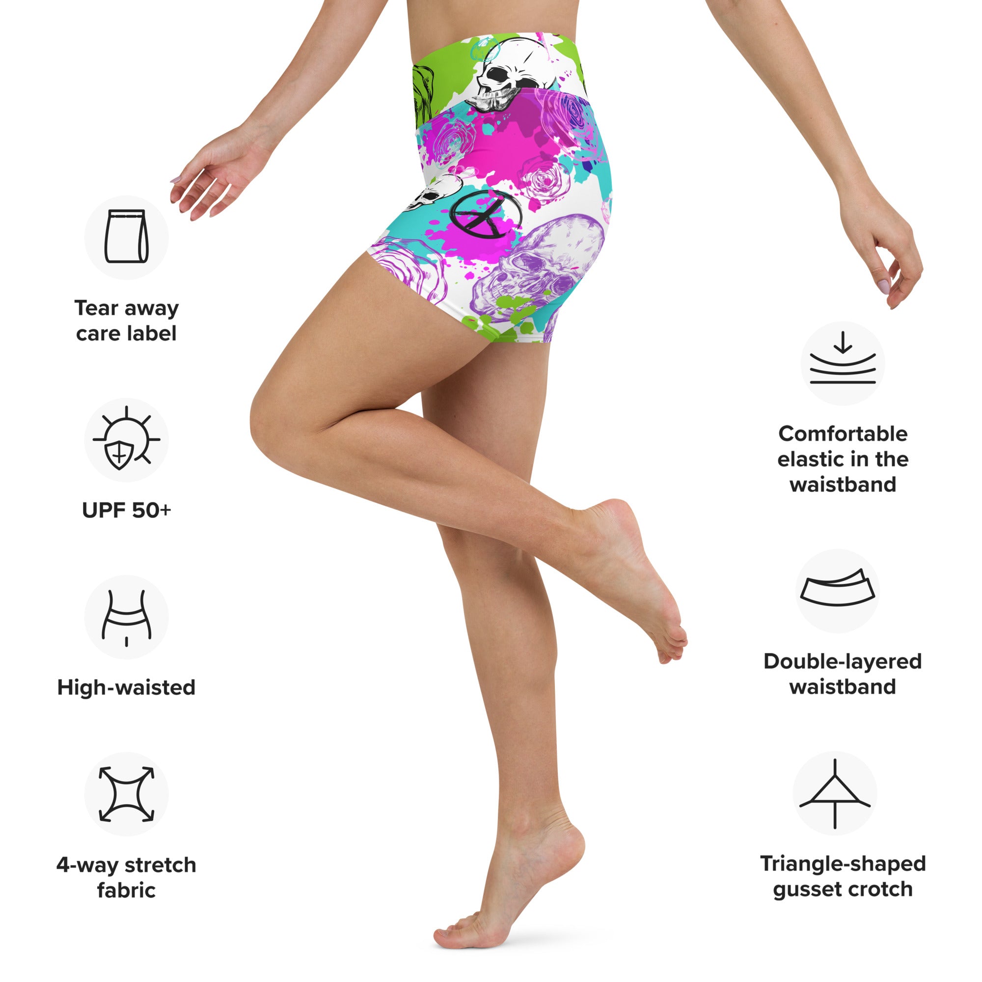 Floral Goth Print Yoga Shorts
